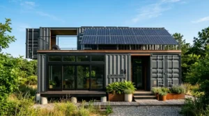 Paneles solares en casa contenedor