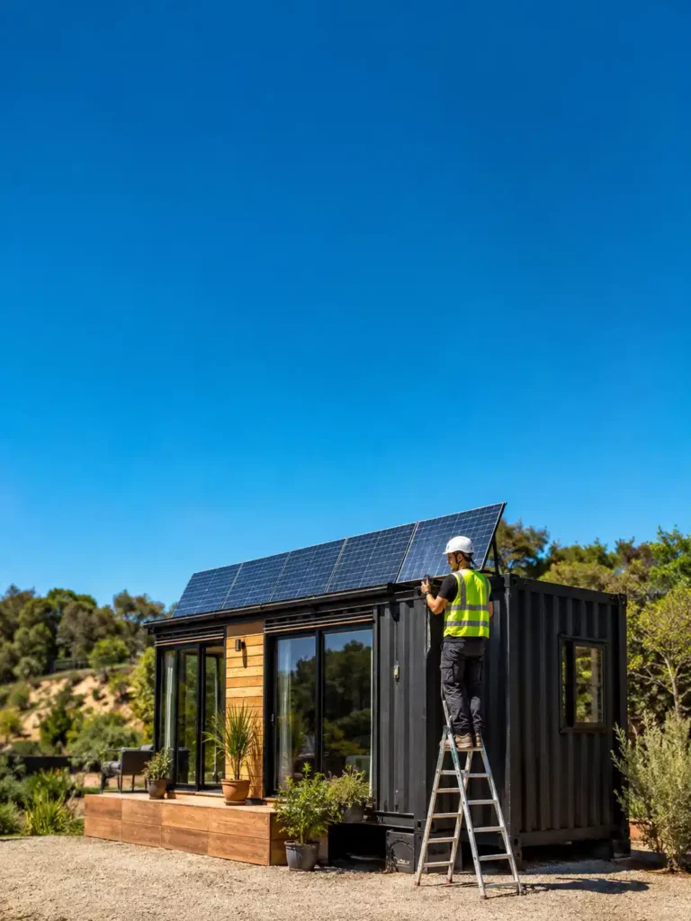 Placa solares casa contenedor