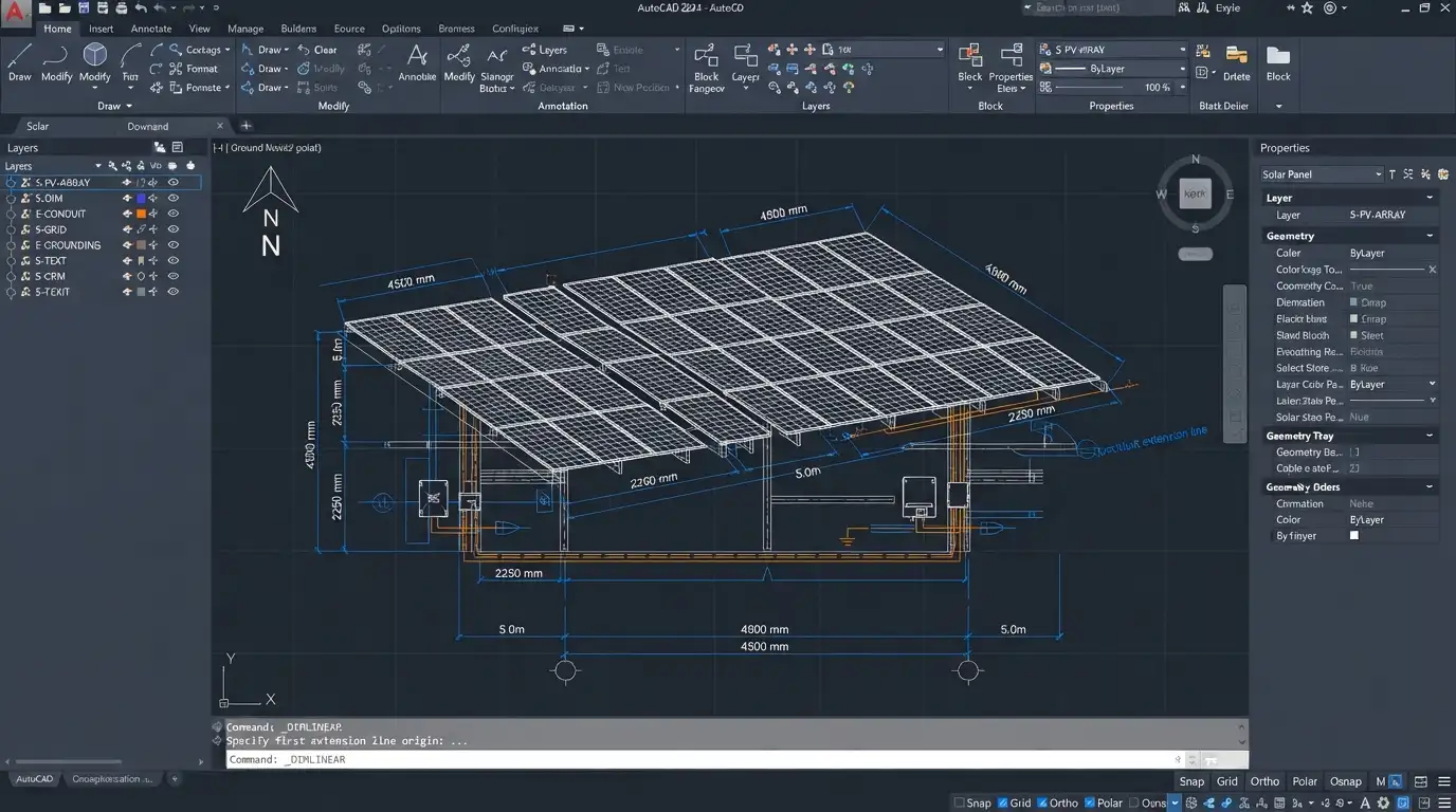 Progrma de autocad paneles solares